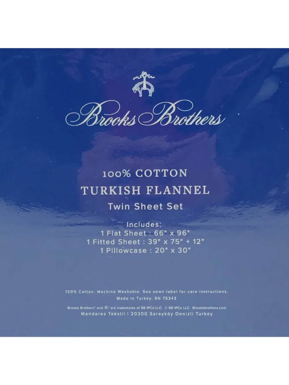 Brooks Brothers Turkish Flannel Twin Sheet Set 100% Cotton Striped Beige